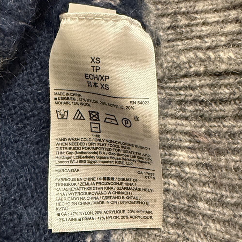 GAP - Blue/gray full zip fair isle cardigan sweater - size XS - Picture 5 of 5